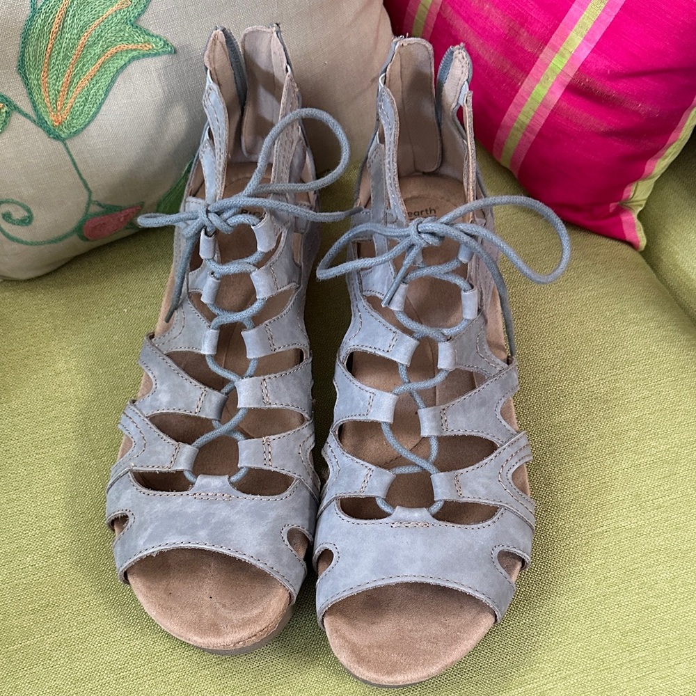Earth Blue Lace-Up Sandals